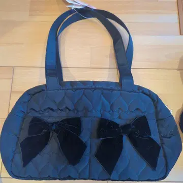 시마무라 아오키 미사코 하트 퀼팅 핸드백 블랙