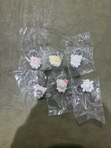 산리오 포근포근 스노우 전6종 컴플리트 메지루시 액세서리 가챠