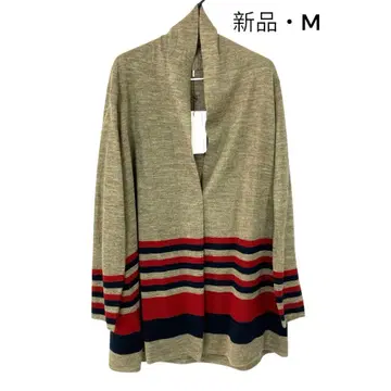 [롱 가디건] 택 포함 새상품 베이지 니트 롱 스트라이프