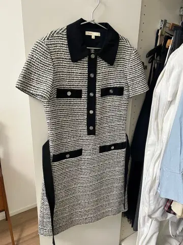 마쥬 트위드 반팔 미니 원피스 34