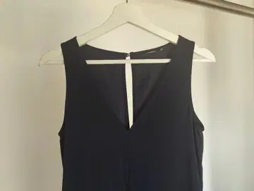 네이비 슬리브리스 롱 원피스