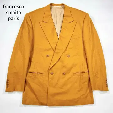 프란체스코 스마르토 더블 테일러드 자켓 머스타드 캐시미어 혼방