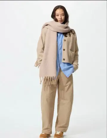 [ 시착만 한 상품 ] 유니클로 저지 배럴 레그 팬츠 베이지 XS