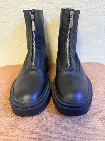 ZARA 블랙 앞 지퍼 부츠 38 24.5cm 리얼 가죽