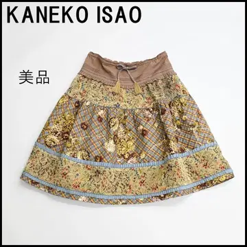 47621년 카네코 이사오 스커트 브라운 꽃무늬 자카드