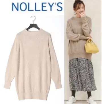 미사용 노리즈 라쿤 울 혼방 보틀넥 풀오버 니트 베이지