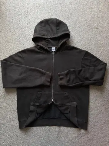 ZARA 다크 그레이 더블 지퍼 후드티 S
