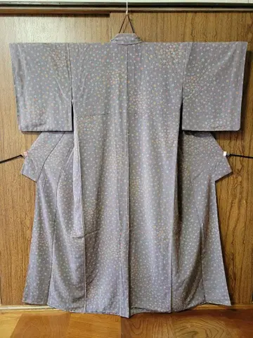 비둘기색 꽃무늬 크레이프 원단 워셔블 기모노