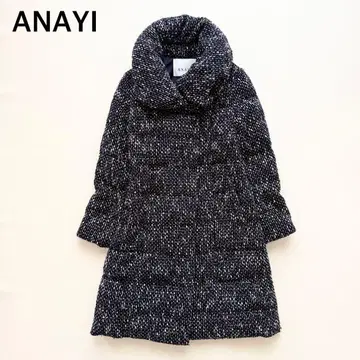 새상품급 아나이 다운 코트 롱 기장 숄카라 믹스 트위드
