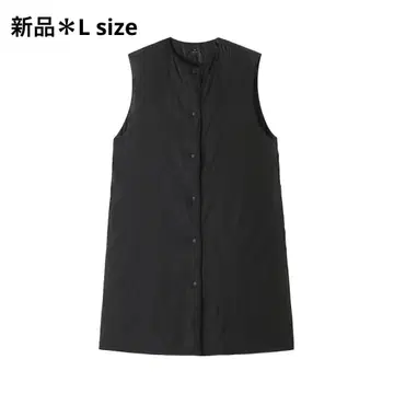 MUJI 경량 다운 포켓터블 노카라 롱 베스트 L