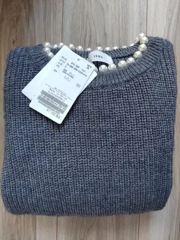 IENA [이에나] 울 아크릴 펄 장식 꽈배기 풀오버 새상품 그레이