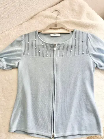 Rene 집업 가디건 반팔 라이트 블루