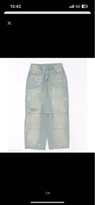 [ WISHFOREVER ] 2way 빈티지 데미지 더블니 데님 팬츠