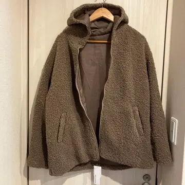 택 포함 새상품 여성용 후드 부착 보아 자켓 블루종 후드티 L 모카