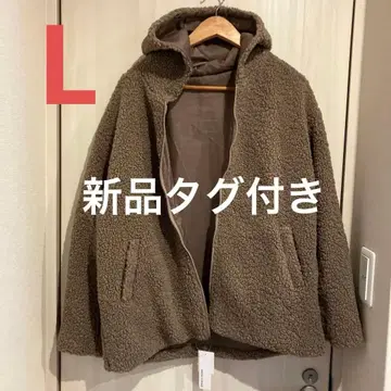 택 포함 새상품 여성용 후드 부착 보아 자켓 블루종 후드티 L 모카