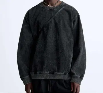 ZARA 남성용 지퍼 데님 스웨트 셔츠 XL