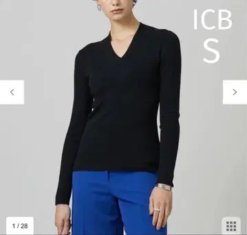 [ 세탁 가능 ] ICB V넥 울 리브 니트 블랙 S