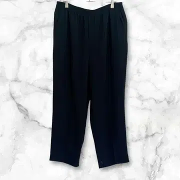 블랙 스트레이트 팬츠 허리밴딩 슬릿 3L 루즈핏 심플