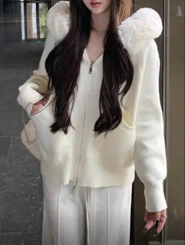 SHEIN 퍼 후드티 니트 후드티 후데트 니트 가디건