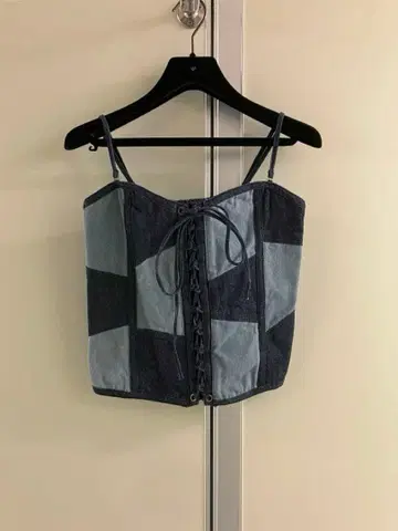 [  ] 구제 의류 데님 패치워크 코르셋 뷔스티에