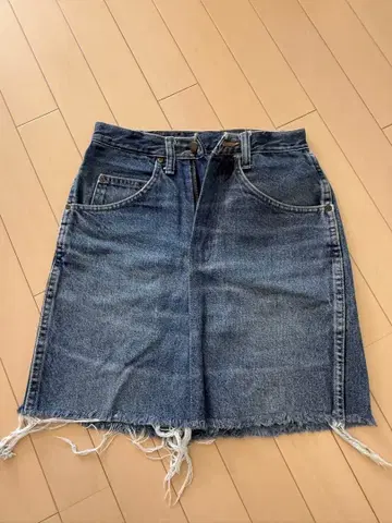 Wrangler 데님 미니 스커트 프린지 헴