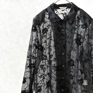 [택 포함 새상품] 셔츠 긴팔 꽃무늬 시스루 레트로 빅 겉옷