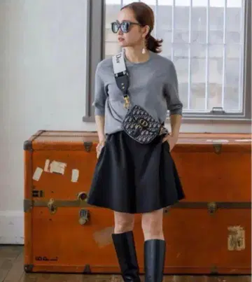 BLUELEA 블루레아 큐롯 스커트 치마바지 블랙 S 사이즈 =