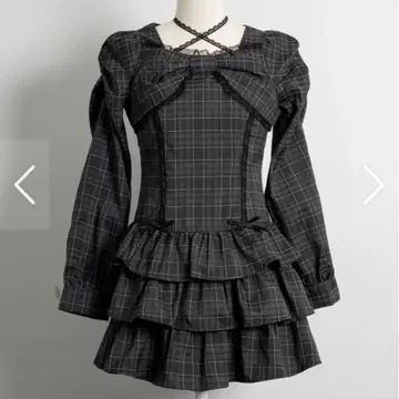 pium  피움 프론트 리본 티어드 미니 원피스