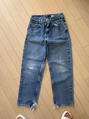 리바이스 550 스트레이트 데님 블루 프린지 밑단