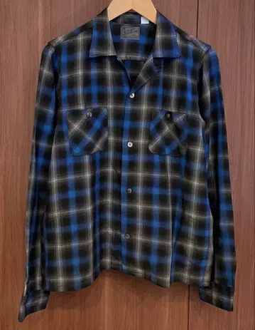 리얼 맥코이 조 맥코이 옴브레 체크 오픈 카라 셔츠