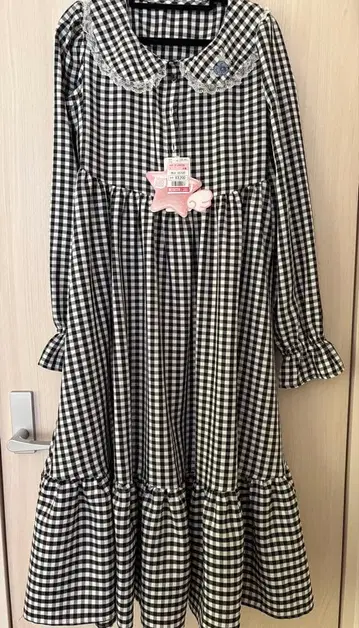 호시나 사쿠라코 시마무라 깅엄 체크 플레어 원피스 S 사이즈 2색 세트