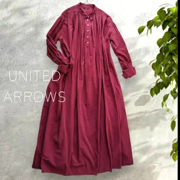 코튼 100% 개더 롱 원피스 와인 레드 빅 사이즈