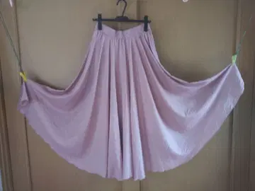 플레어 스커트 L 연어 핑크