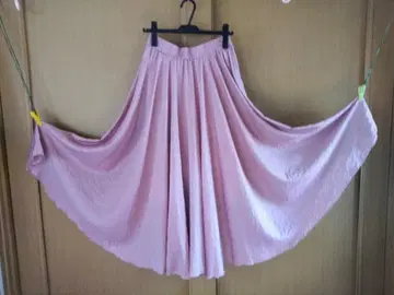 플레어 스커트 L 연어 핑크