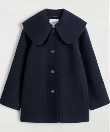 COS 카라 부착 더블 페이스 울 자켓 네이비