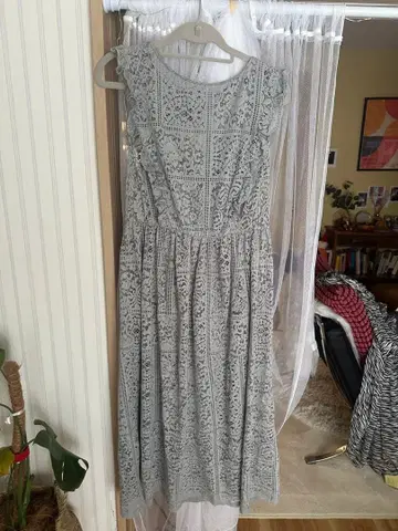 ZARA 그레이 레이스 패턴 슬리브리스 롱 원피스