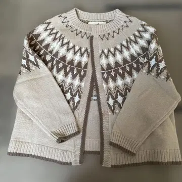 베이지 페어아일 패턴 가디건