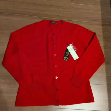 빨간색 캐시미어 100% 가디건 L 사이즈