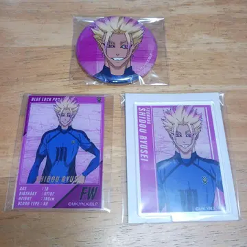 사이고 류세이 아크릴 스탠드 & 캔뱃지 & 아크릴 카드 3점 블루 록