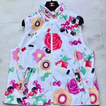 미사용급 레오나르 스포츠 리버서블 베스트 로고 팝 꽃무늬