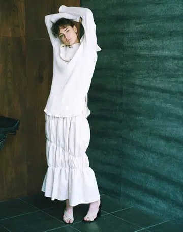 Uhr / Gathered Skirt/IVORY / 사이즈 38