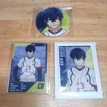 올리바 아이쿠 아크릴 스탠드 캔뱃지 아크릴 카드 3점 블루 록