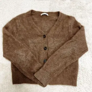 Demi-Luxe BEAMS 브라운 V넥 가디건 울 퍼지