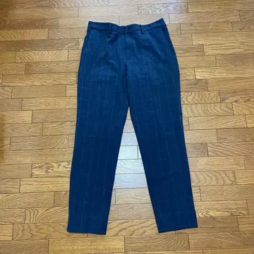 PLST 웜 리저브 팬츠 네이비 체크 무늬 슬랙스