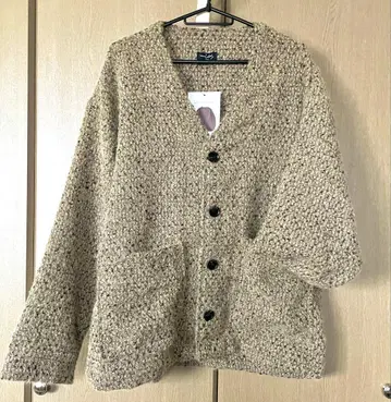 워크맨 루즈 트위드 칼라리스 가디건 카키 M