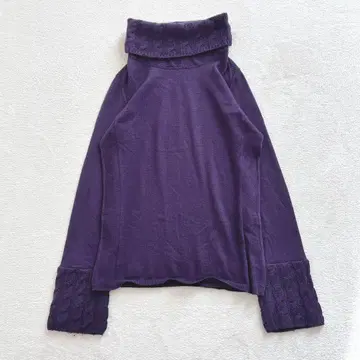 모디파이 터틀넥 케이블 니트 42 XL 스웨터 보라색 월드