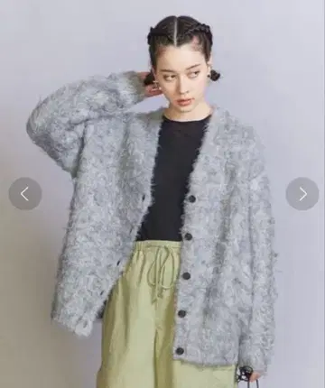 BEAUTY&YOUTH 샤기 자카드 V넥 가디건