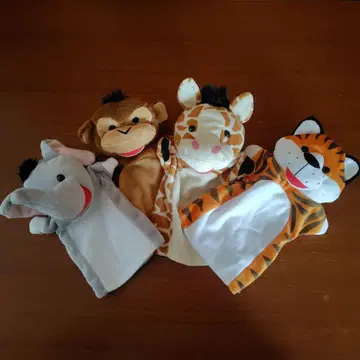 미국산 핸드 퍼펫 4종 세트 [ 코끼리, 원숭이, 기린, 호랑이 ]
