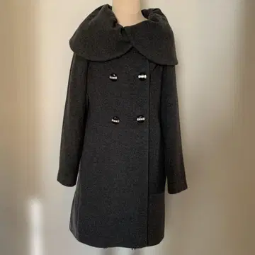 다크 그레이 울 코트 큰 옷깃 사이즈 M