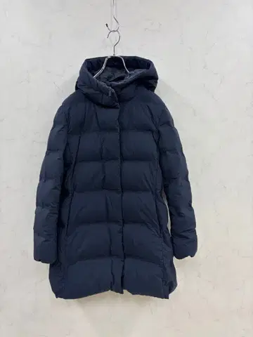 유니클로 후드 부착 네이비 롱 다운 자켓 라이트 다운
